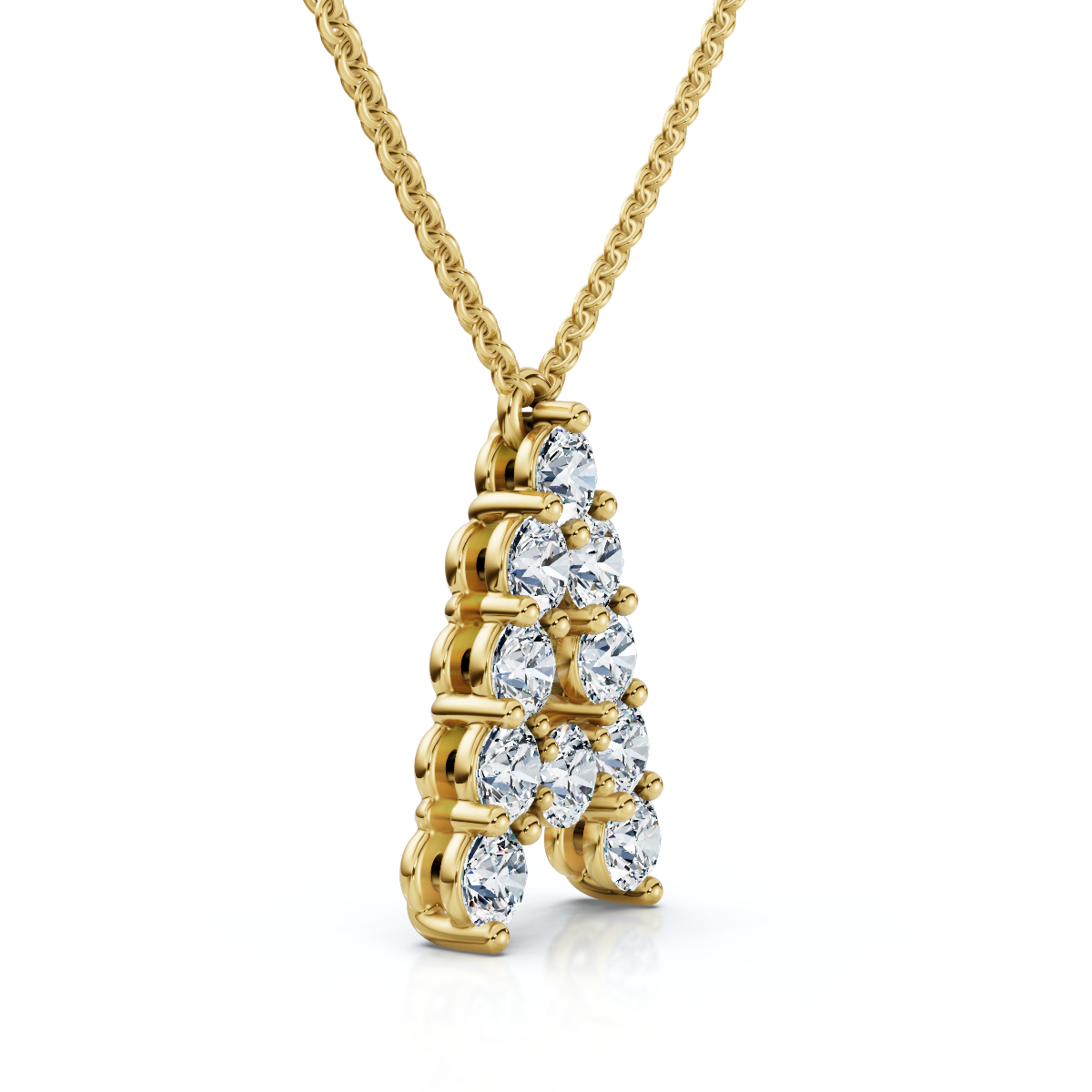 1Ct Diamond Initial "A" Pendant 14k Gold 18" Necklace Lab Grown 5/8" Tall (E-F, VS)
