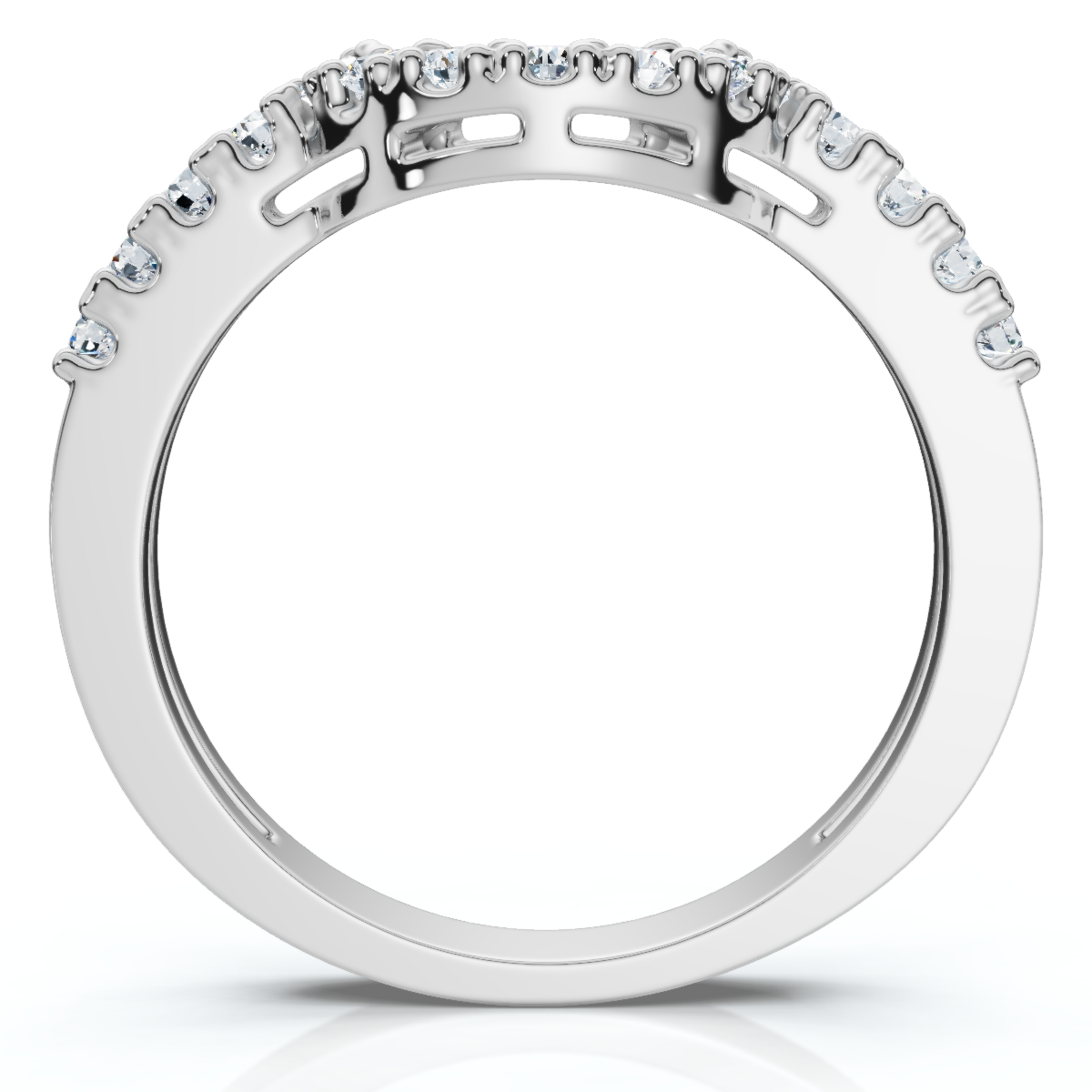 1/4Ct Notched Diamond Guard Anniversary Ring 14k Gold Lab Grown (E-F, VS)