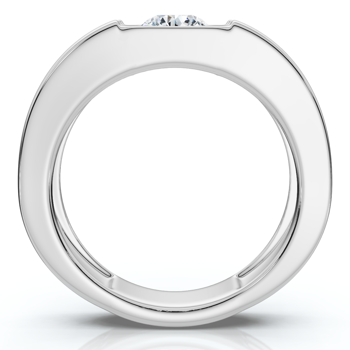 Men's 1/2Ct Round Bezel Diamond Solitaire Ring 14k Gold or Platinum Lab Grown (E-F, VS)