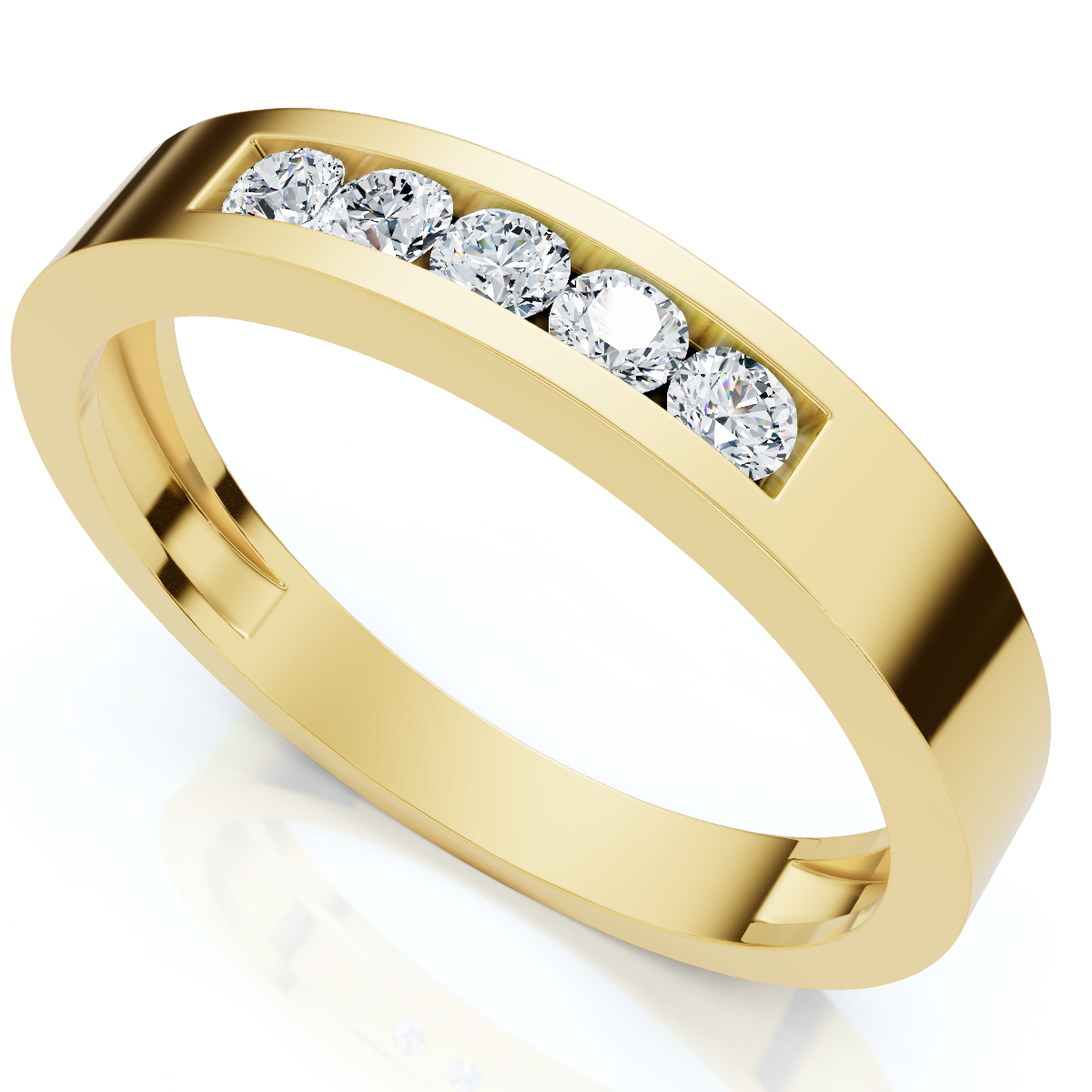 Men's 1/4Ct Channel Set Diamond Wedding Ring 14k Gold Lab Grown (E-F, VS)