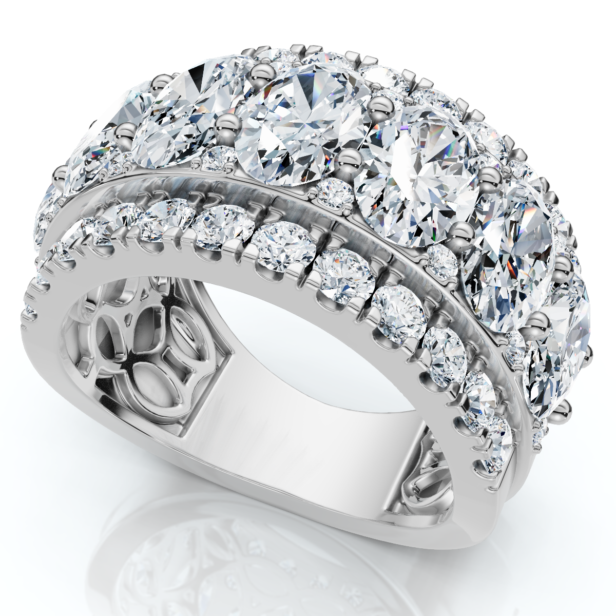 4 1/5Ct Oval Diamond Vivant Wide Anniversary Ring 14k Gold Lab Grown (E-F, VS)