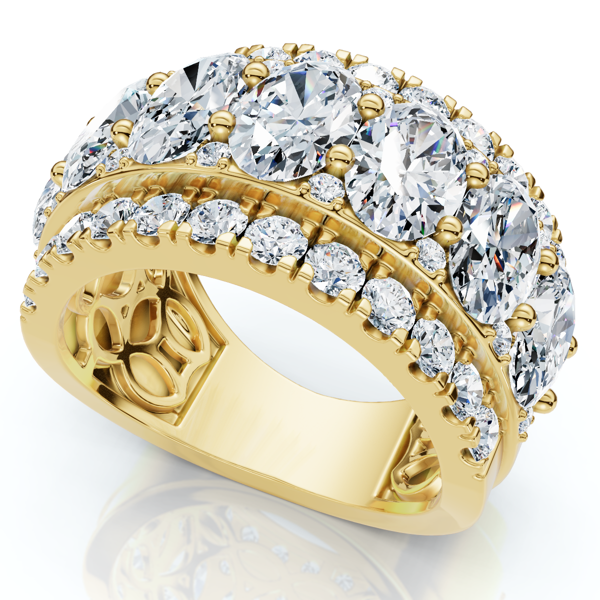 4 1/5Ct Oval Diamond Vivant Wide Anniversary Ring 14k Gold Lab Grown (E-F, VS)