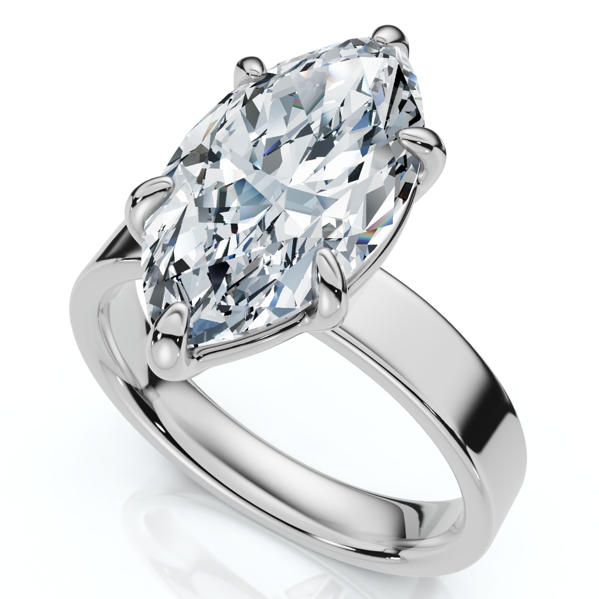 Certified 2Ct Marquise Cut Flat Cigar Band Engagement Ring 14k Gold Lab Grown (F-G, VS)