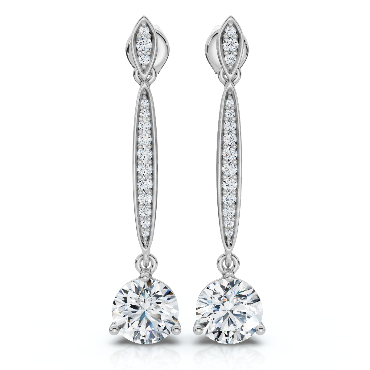 1 5/8Ct Drop Dangle Earrings 14k Gold Lab Grown (F-G, VS)