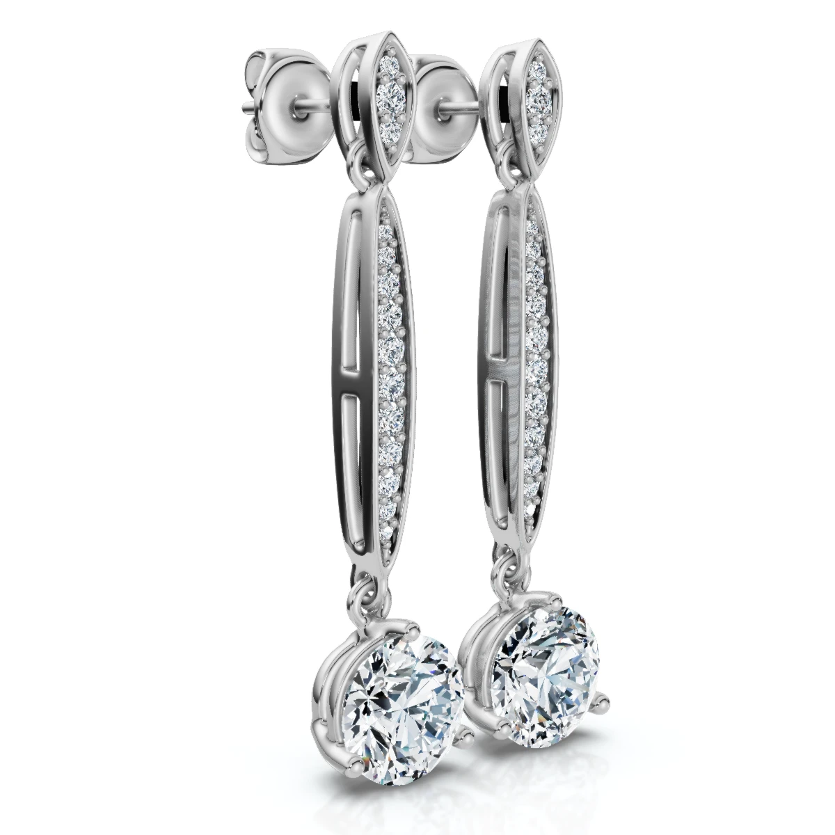 1 5/8Ct Drop Dangle Earrings 14k Gold Lab Grown (F-G, VS)