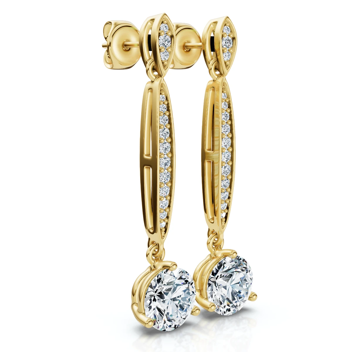 1 5/8Ct Drop Dangle Earrings 14k Gold Lab Grown (F-G, VS)