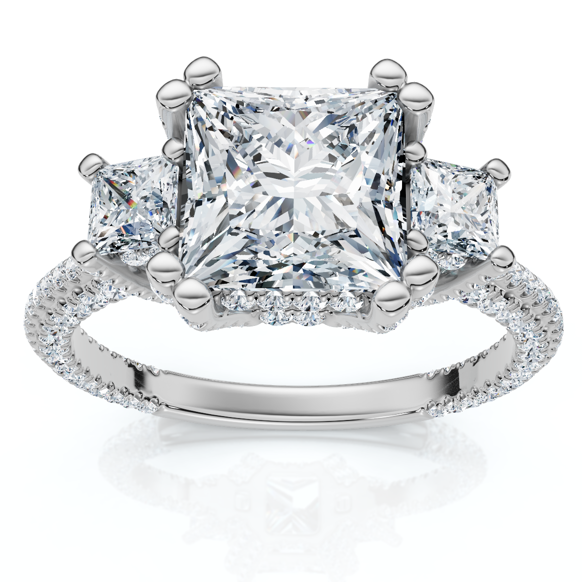 Certified 5Ct Michelle Princess Cut Diamond Engagement Ring 14k Gold Lab Grown (E-F, VS)