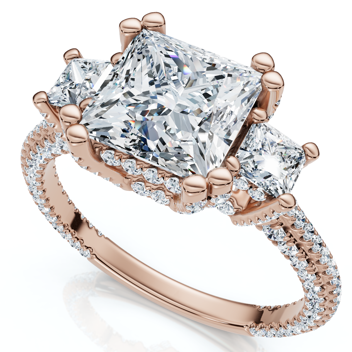 Certified 5Ct Michelle Princess Cut Diamond Engagement Ring 14k Gold Lab Grown (E-F, VS)