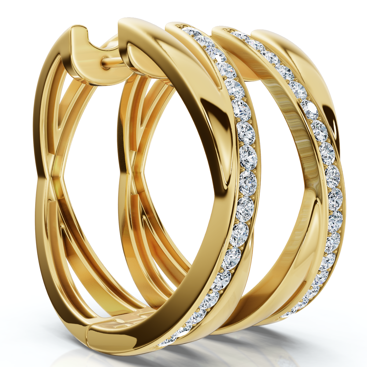 1/2Ct Diamond Hoops 1" Tall 10k Gold Lab Grown EF/VS (F-G, VS)