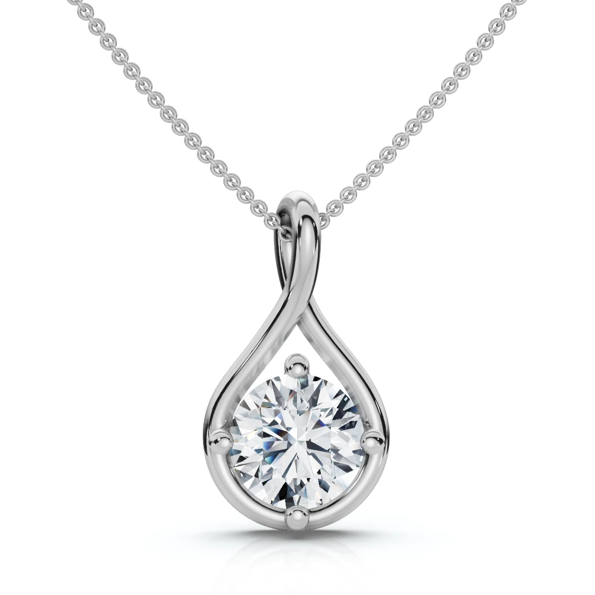 1Ct Diamond Infinity Pendant 14k Gold Necklace 18" Lab Grown EF/VS (E-F, VS)