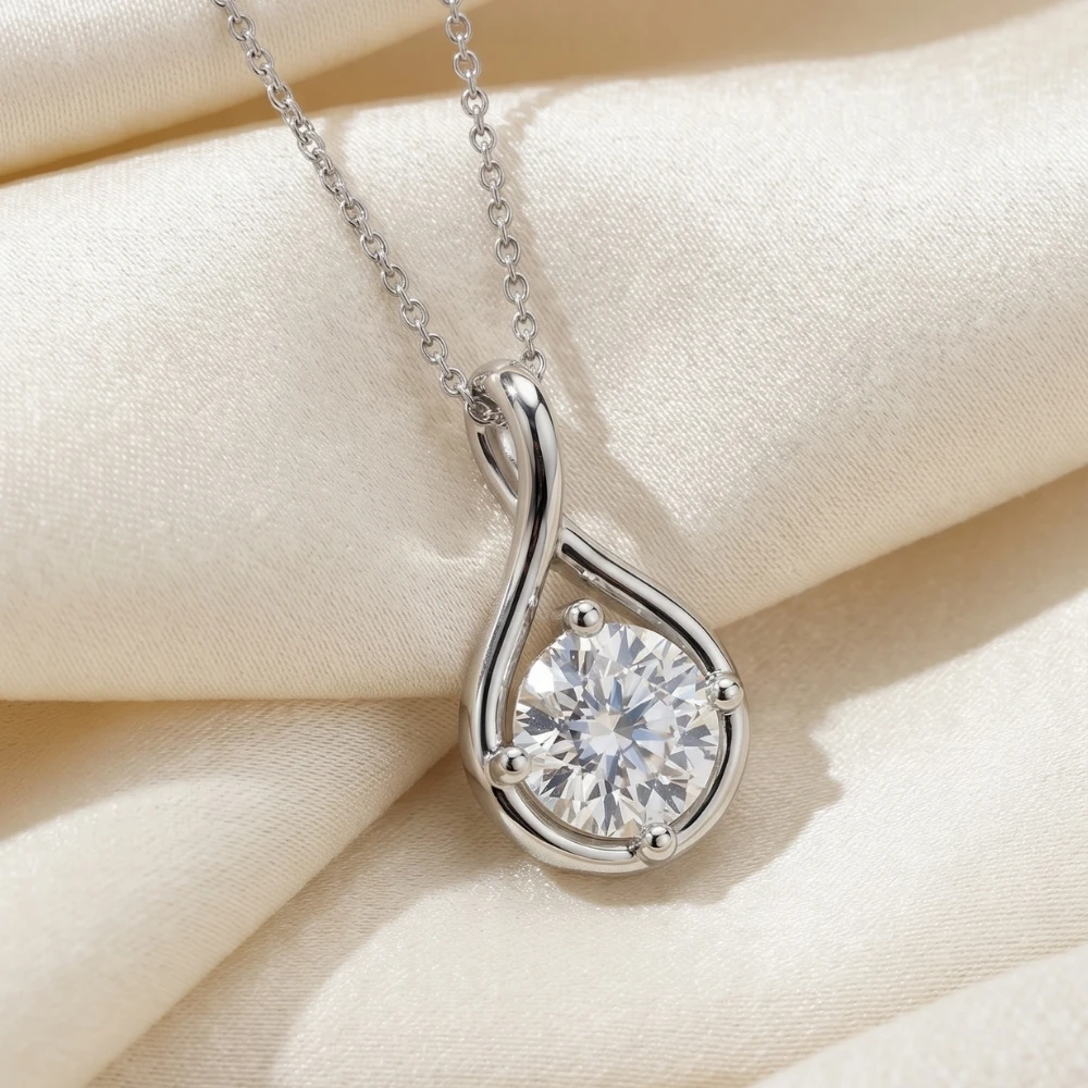 1Ct Diamond Infinity Pendant 14k Gold Necklace 18" Lab Grown EF/VS (E-F, VS)