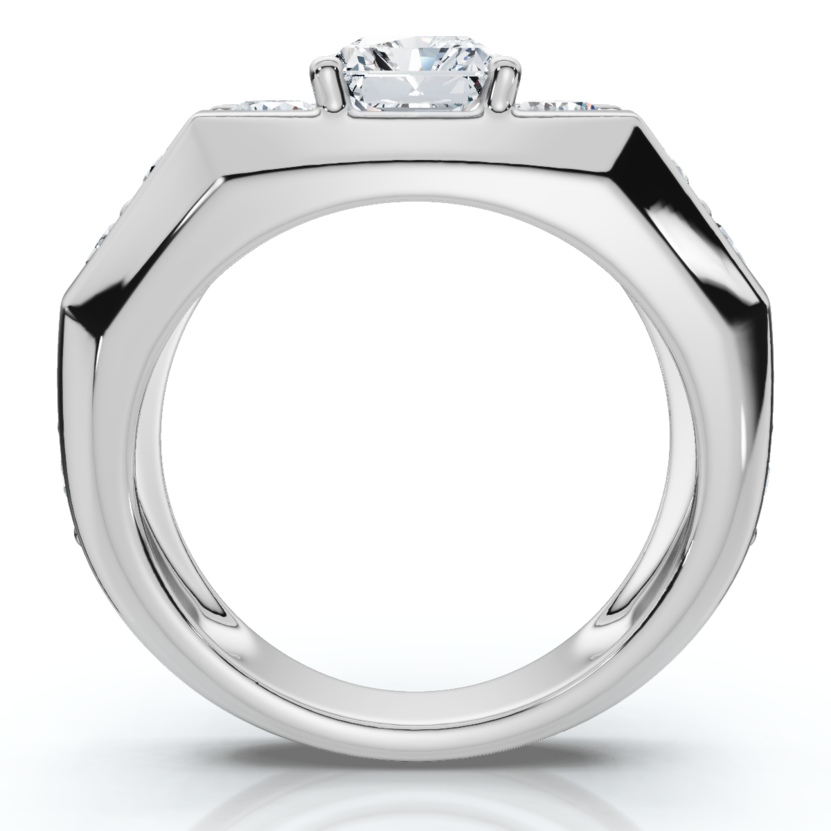 Certified 6 1/2Ct Men's Radiant Cut Diamond Ring 14k Gold Lab Grown FG/VS (F-G, VS)