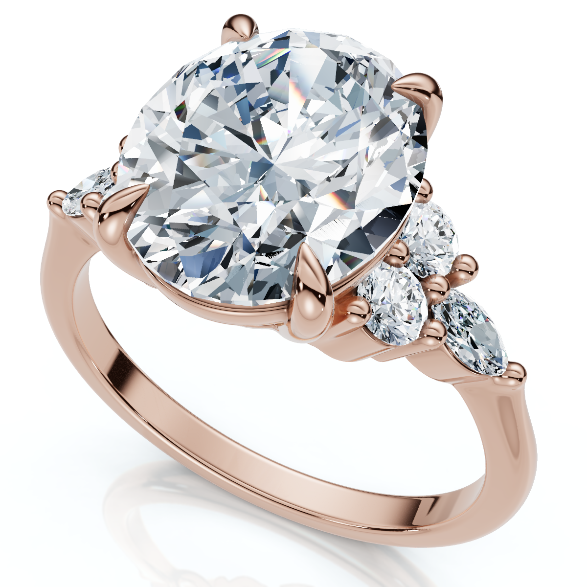 Certified 3 1/3Ct Versailles Oval Engagement Ring 14k Gold or Platinum Lab Grown (E-F, VS)