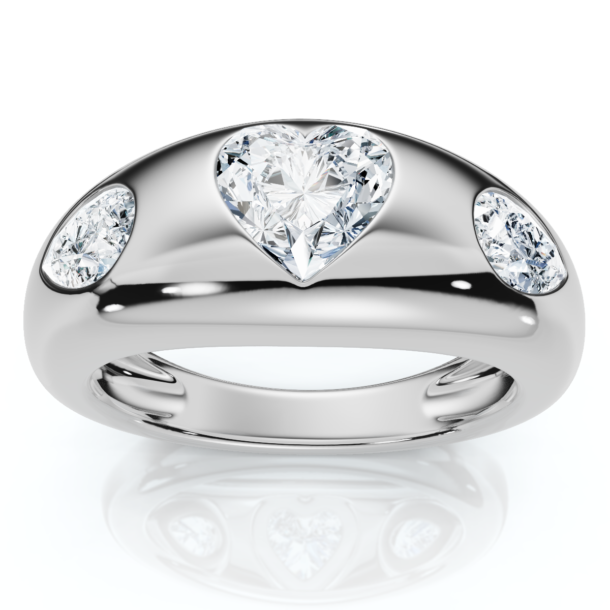 1 1/2Ct Sloan Heart Shape Bezel Set Diamond Dome Band 14k Gold Lab Grown (E-F, VS)
