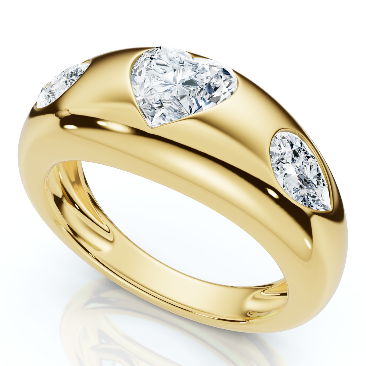 1 3/10Ct Sloan Heart Shape Flush Set Diamond Dome Band 14k Gold Lab Grown EF/VS (E-F, VS)