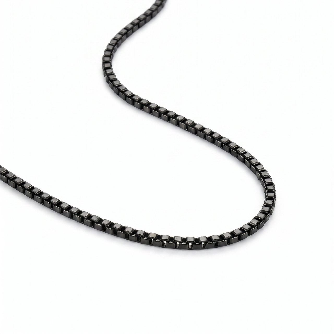 18" 14K Black Gold Italian Handmade Box Chain Necklace