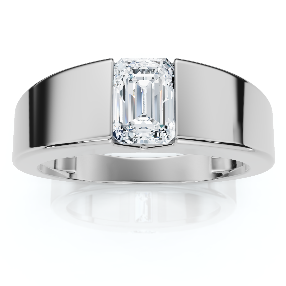 Men's 1Ct Emerald Cut Diamond Wedding Anniversary Ring 14k Gold or Platinum (E-F, VS)