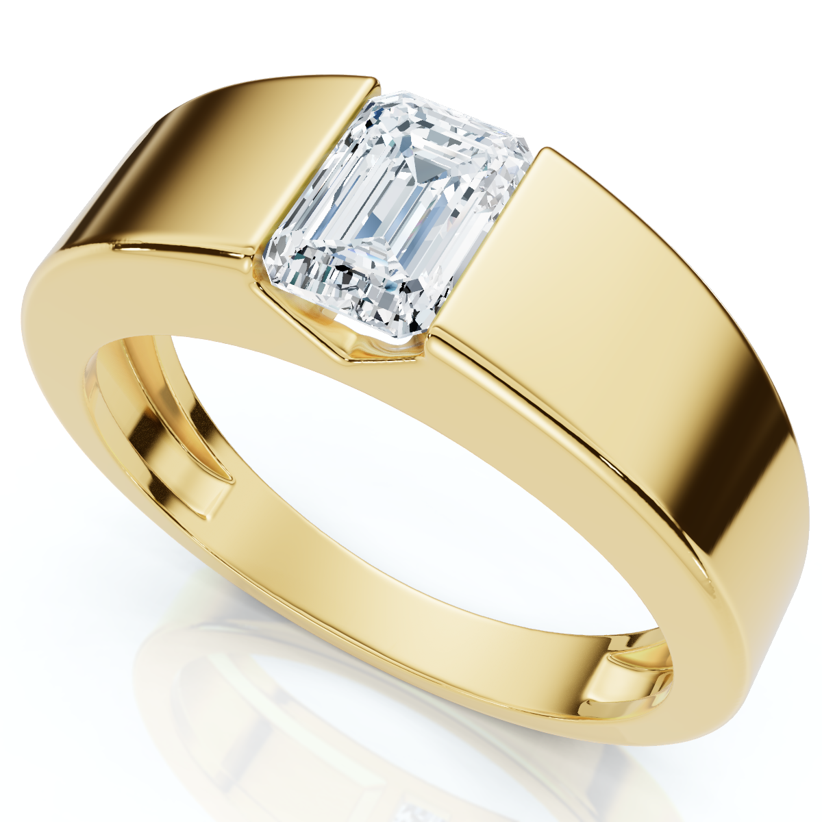 Men's 1Ct Emerald Cut Diamond Wedding Anniversary Ring 14k Gold or Platinum (E-F, VS)