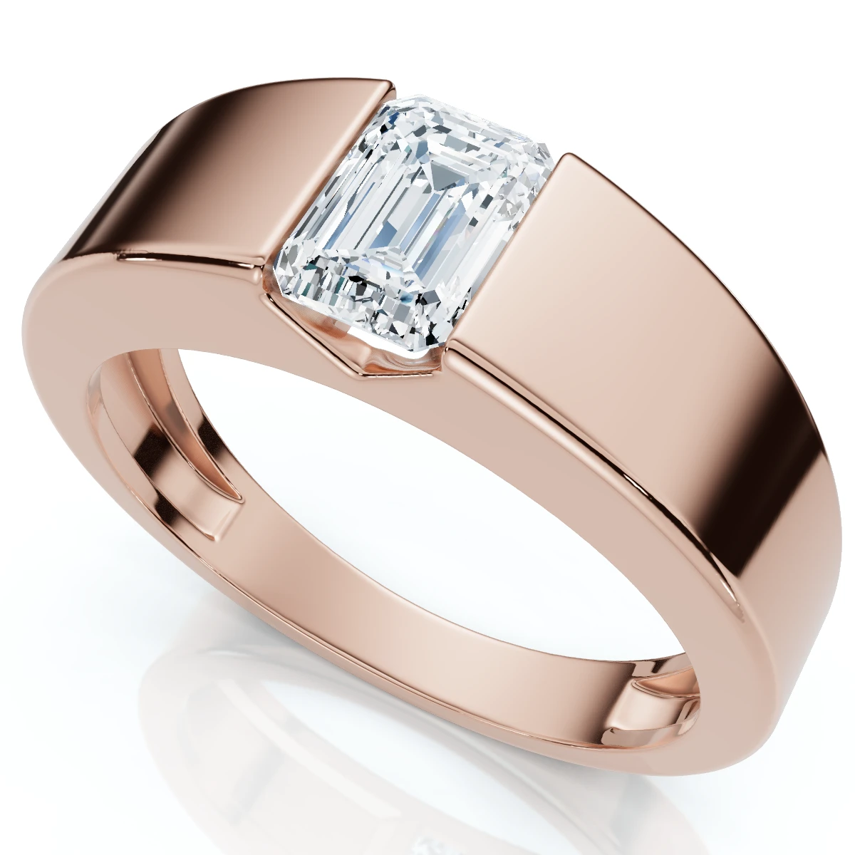 Men's 1Ct Emerald Cut Diamond Wedding Anniversary Ring 14k Gold or Platinum (E-F, VS)