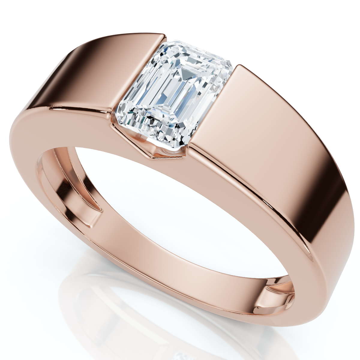 Men's 1Ct Emerald Cut Diamond Wedding Anniversary Ring 14k Gold or Platinum (E-F, VS)