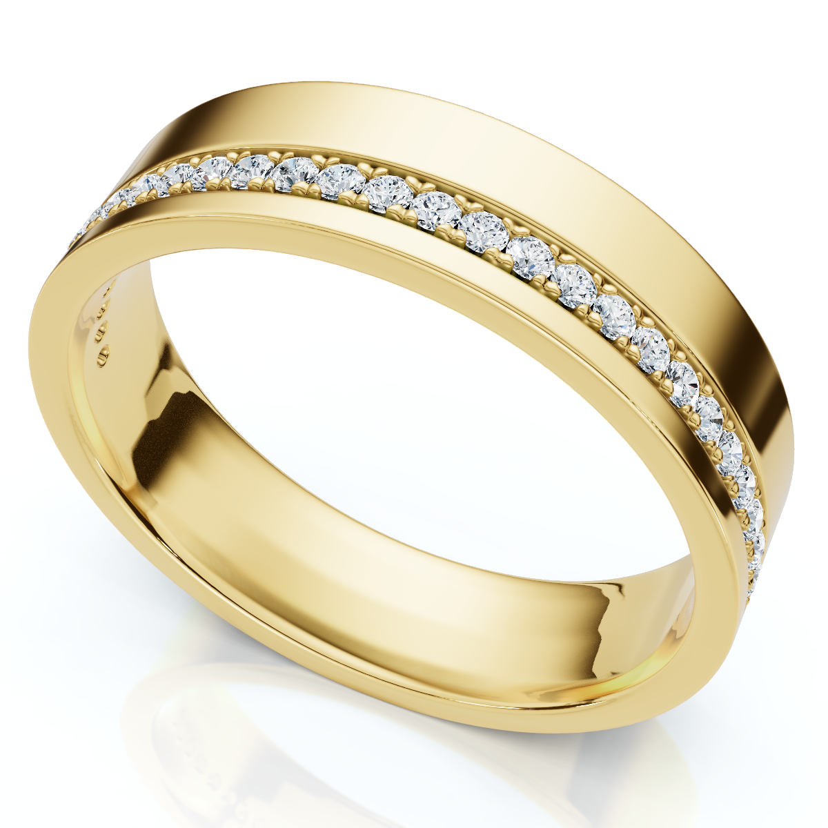 Men's Diamond Wedding Ring High Polished 14k Gold or Platinum Lab Grown (E-F, VS)