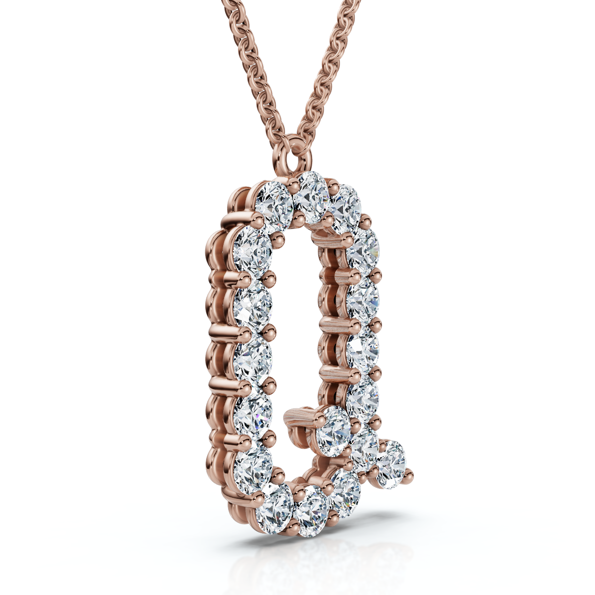 1Ct Diamond Initial "R" Pendant 14k Gold 18" Necklace Lab Grown 5/8" Tall (E-F, VS)