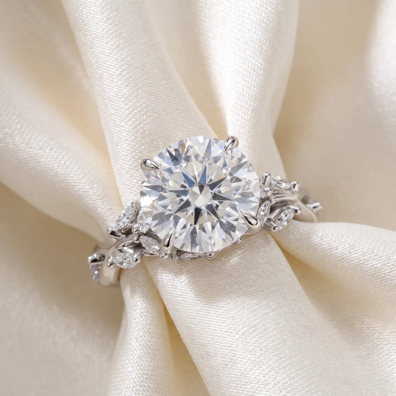 Certified 3Ct Garden Diamond Engagement Ring 14k Gold or Platinum Lab Grown (E-F, VS)