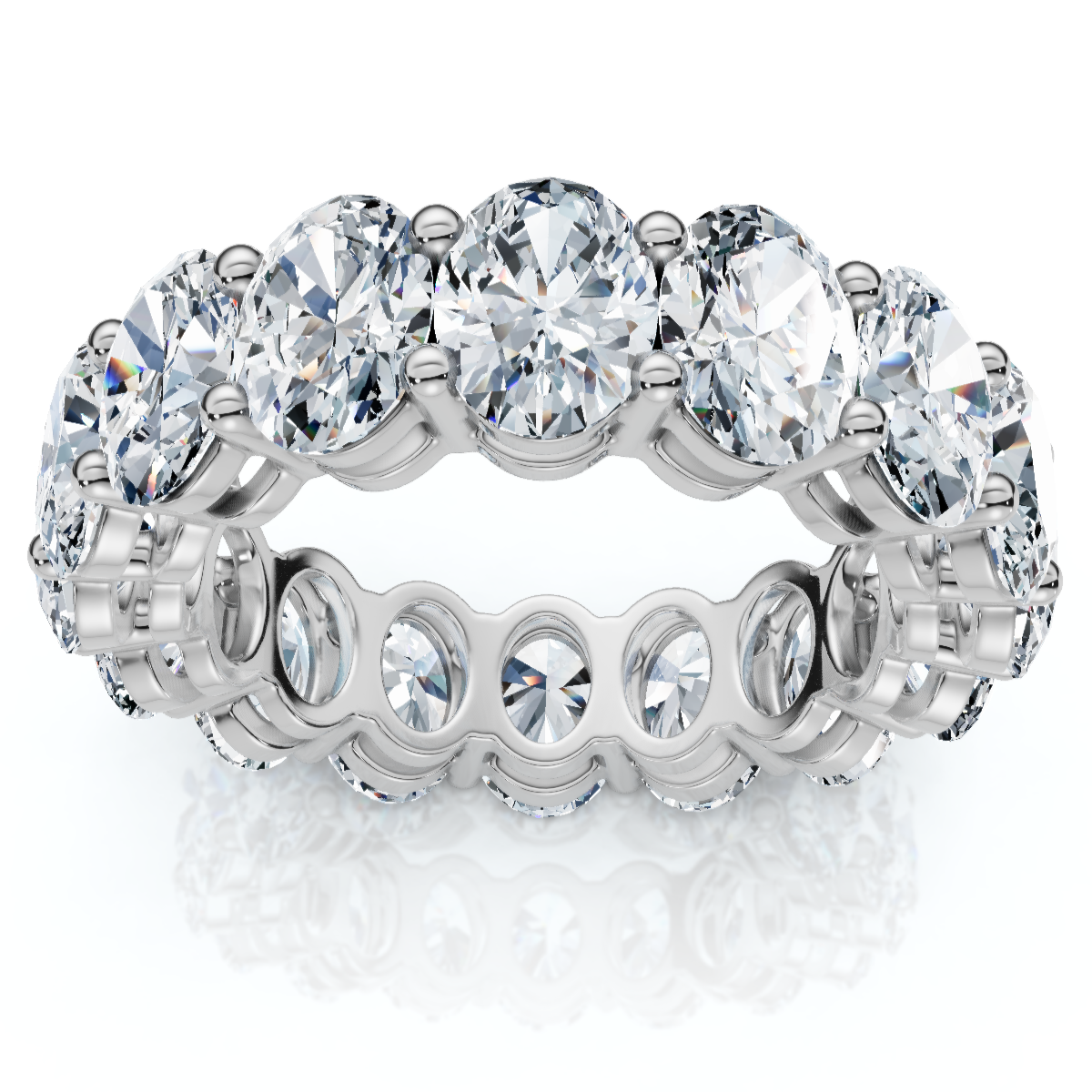 7Ct Oval Diamond Eternity Ring 14k Gold or Platinum Lab Grown (E-F, VS)