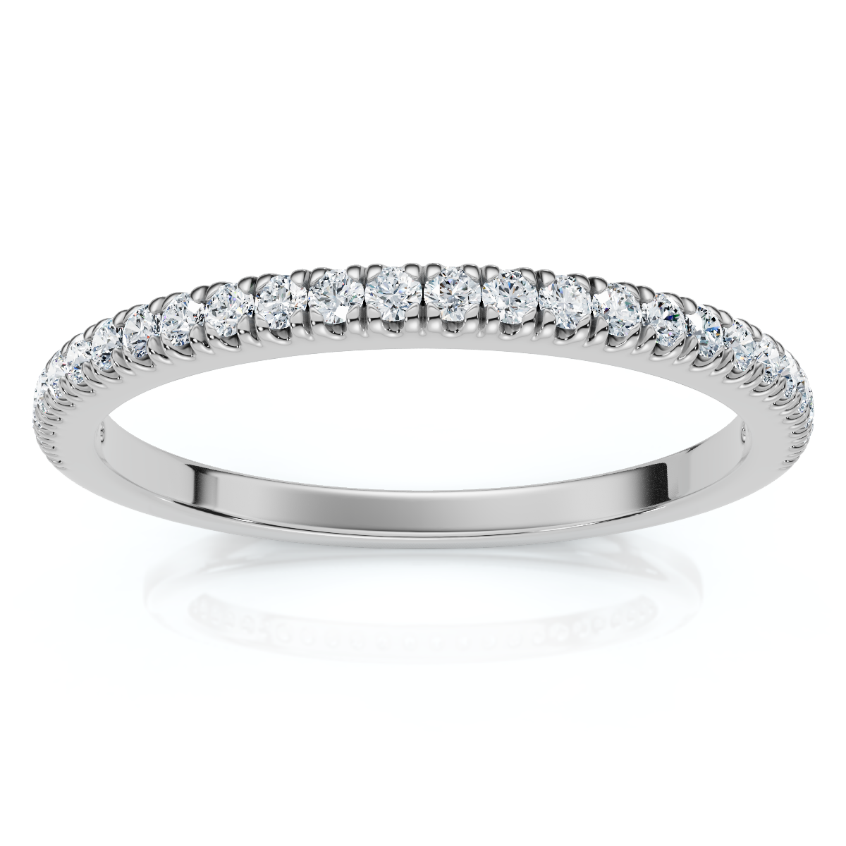Pavé Diamond Thin Stackable Wedding Ring 14k Gold or Platinum Lab Grown EF/VS (E-F, VS)