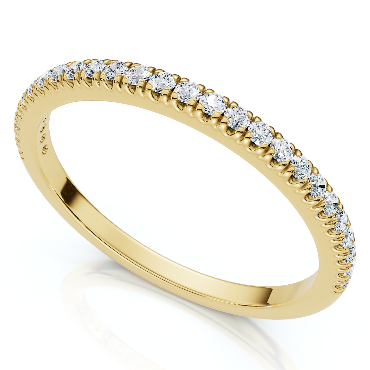 Pavé Diamond Thin Stackable Wedding Ring 14k Gold or Platinum Lab Grown EF/VS (E-F, VS)