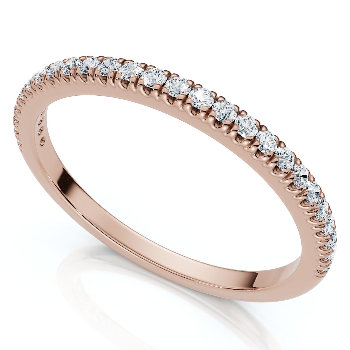 Pavé Diamond Thin Stackable Wedding Ring 14k Gold or Platinum Lab Grown EF/VS (E-F, VS)