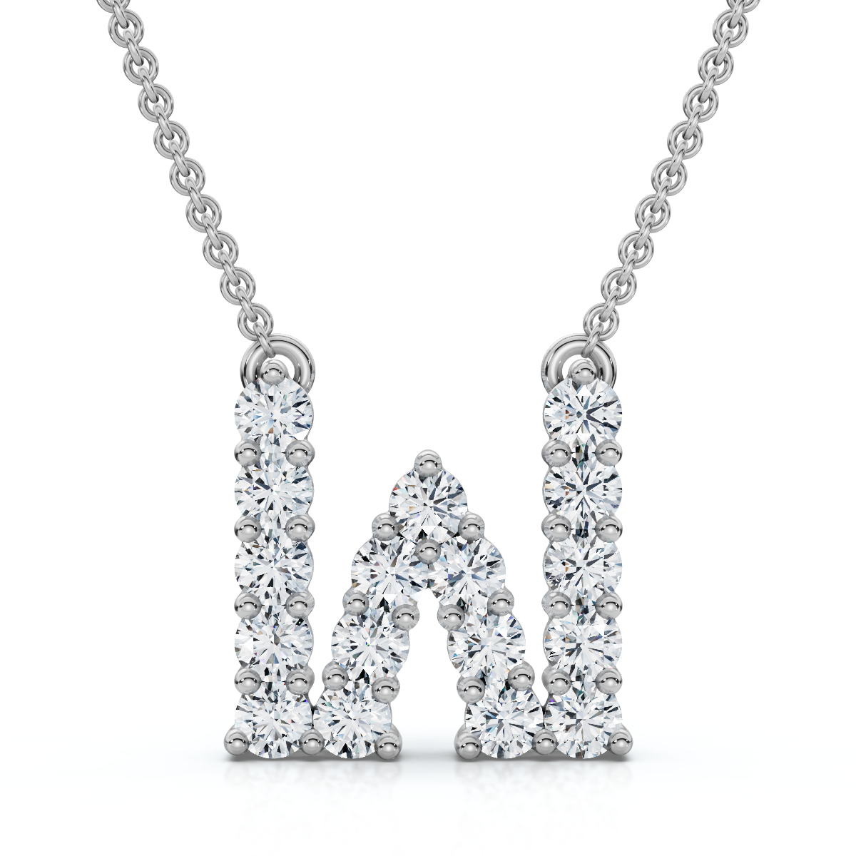 1Ct Diamond Initial "W" Pendant 14k Gold 18" Necklace Lab Grown 5/8" Tall (E-F, VS)