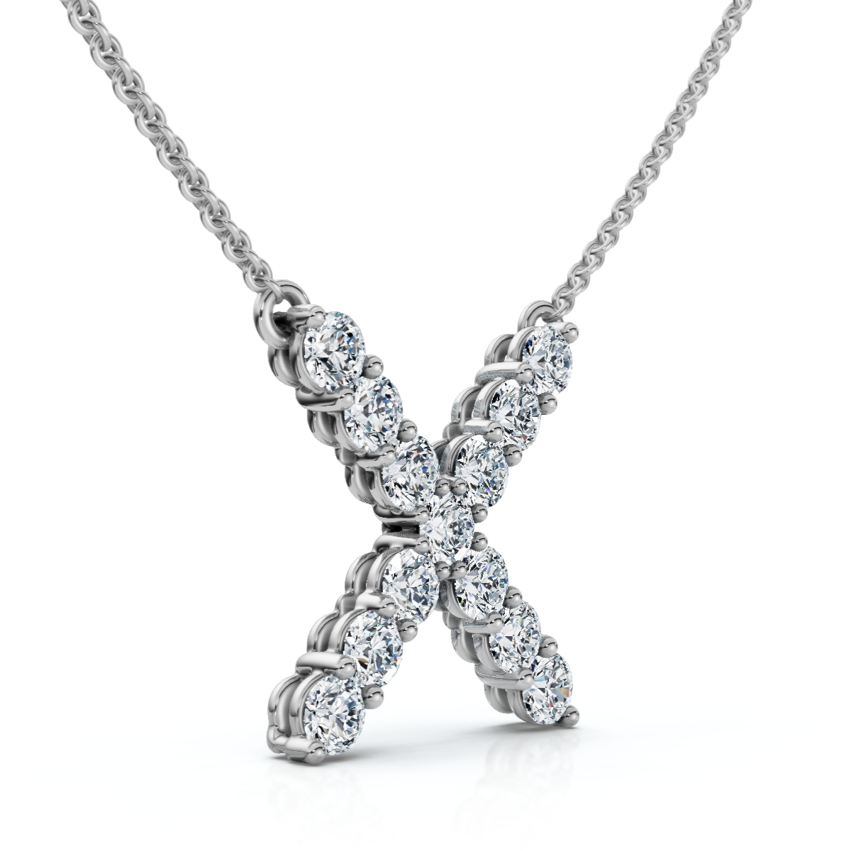 1Ct Diamond Initial "X" Pendant 14k Gold 18" Necklace Lab Grown 5/8" Tall (E-F, VS)