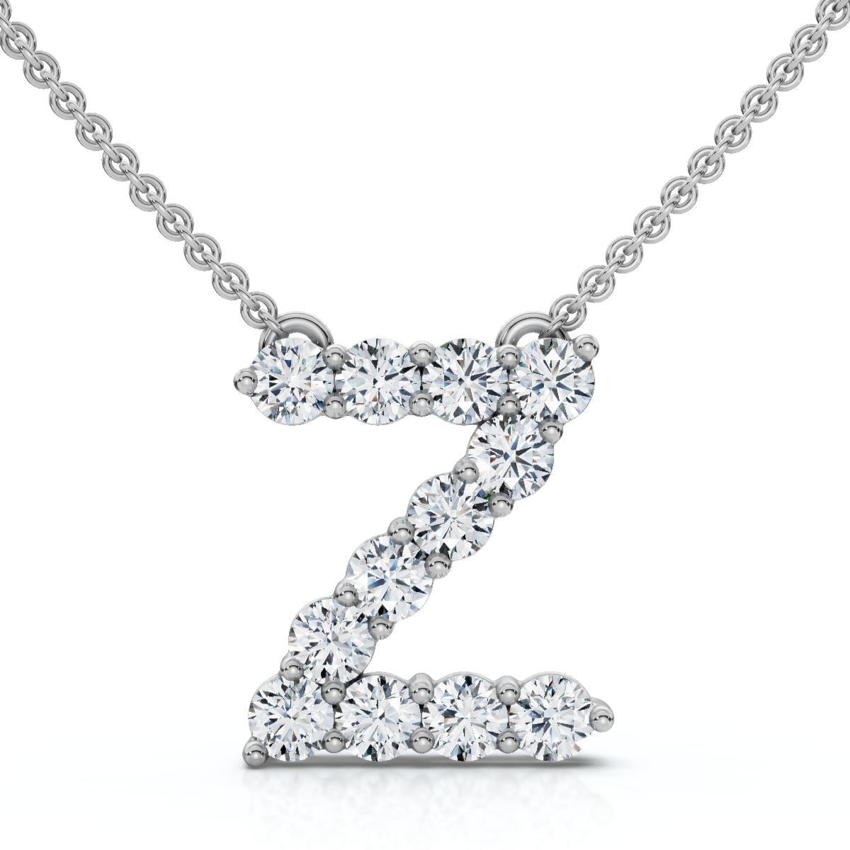 1Ct Diamond Initial "Z" Pendant 14k Gold 18" Necklace Lab Grown 5/8" Tall (E-F, VS)