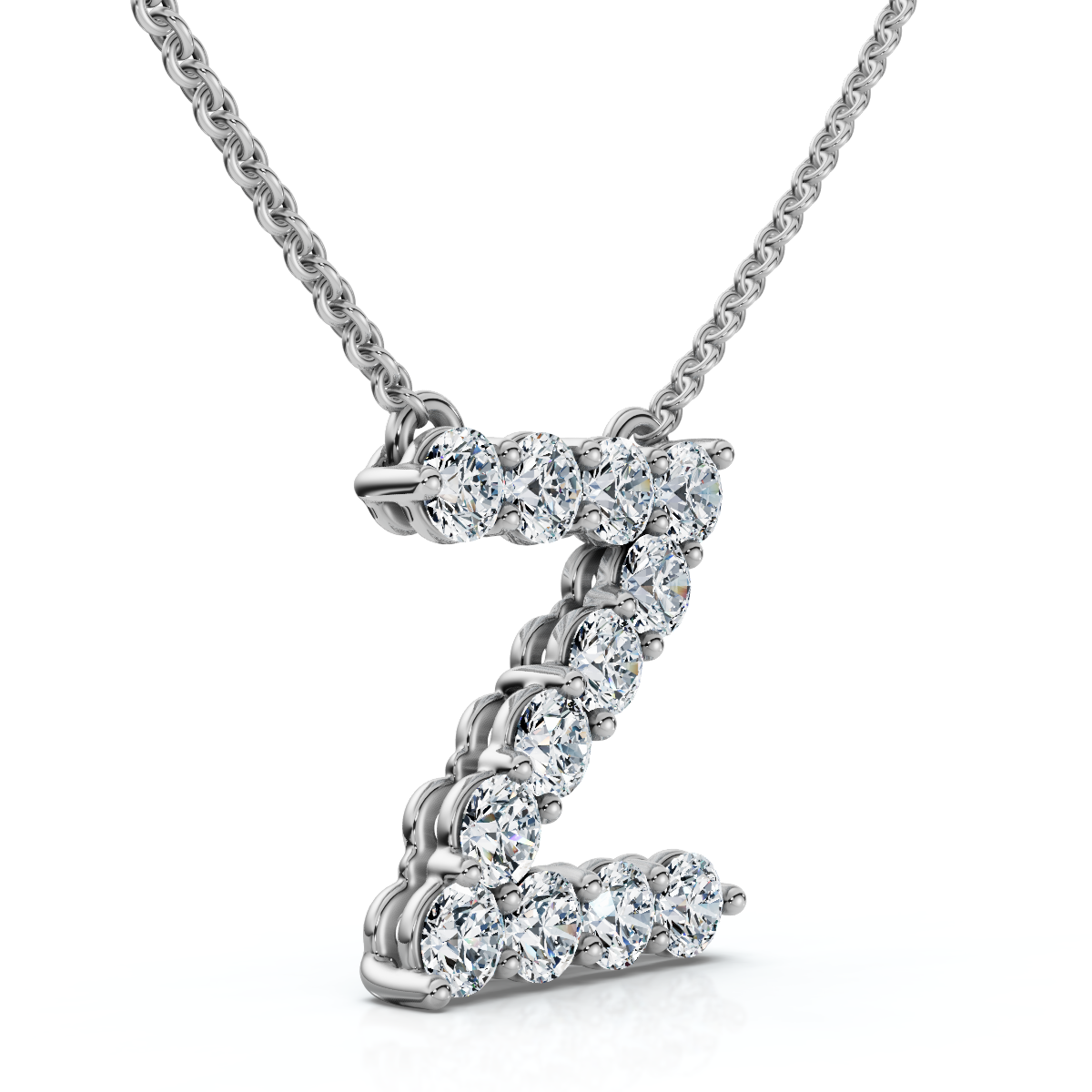 1Ct Diamond Initial "Z" Pendant 14k Gold 18" Necklace Lab Grown 5/8" Tall (E-F, VS)