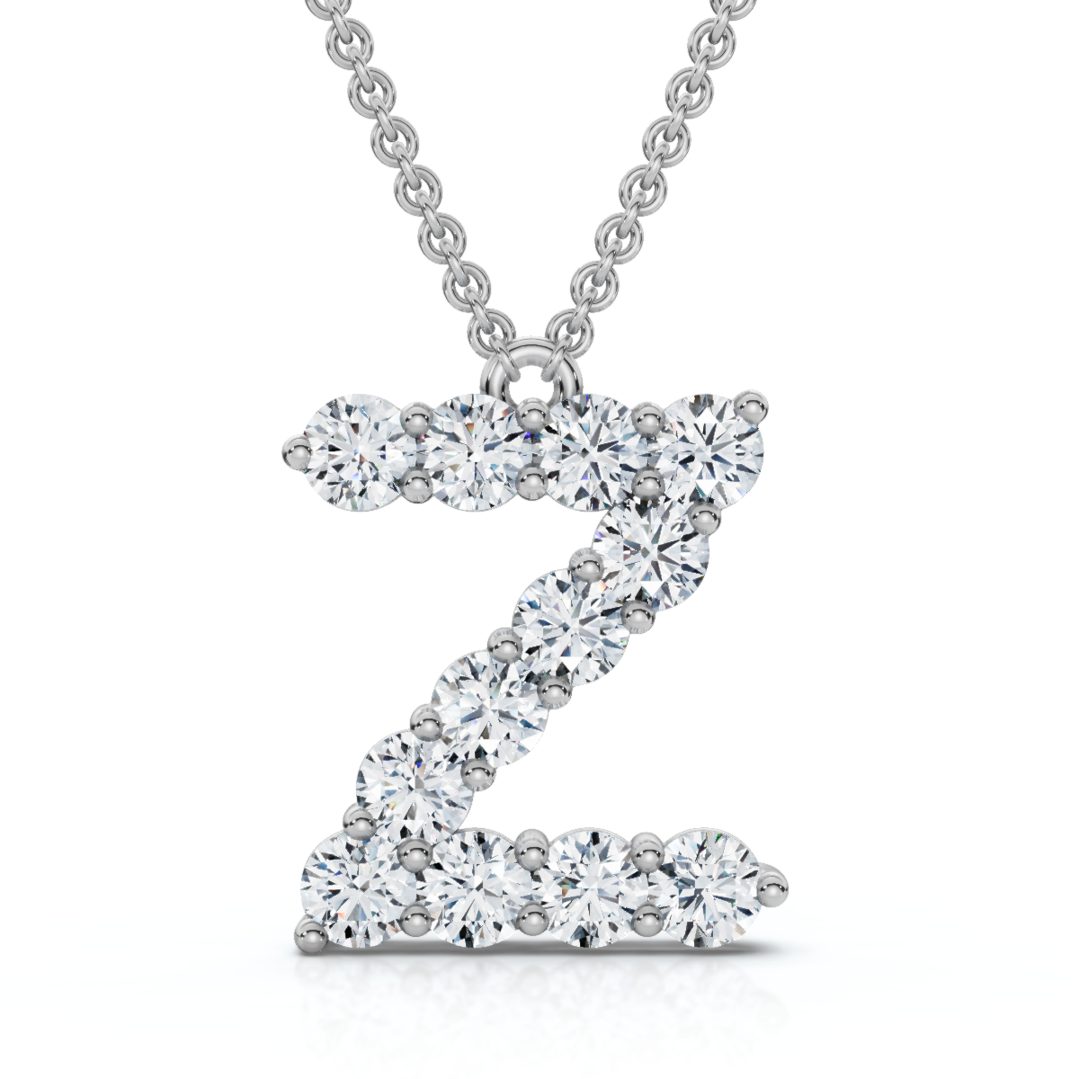 1Ct Diamond Initial "Z" Pendant 14k Gold 18" Necklace Lab Grown 5/8" Tall (E-F, VS)
