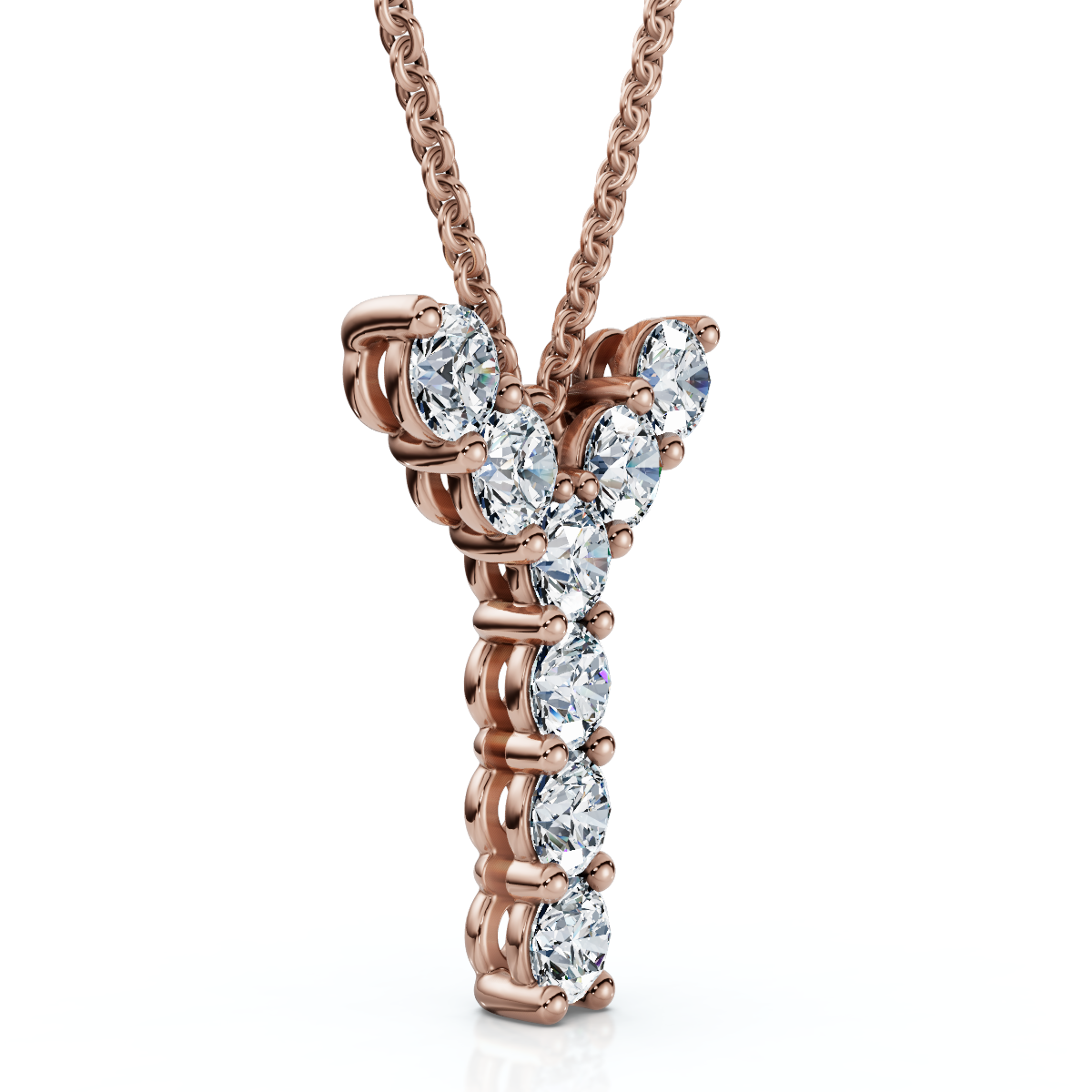 1Ct Diamond Initial "Y" Pendant 14k Gold 18" Necklace Lab Grown 5/8" Tall (E-F, VS)