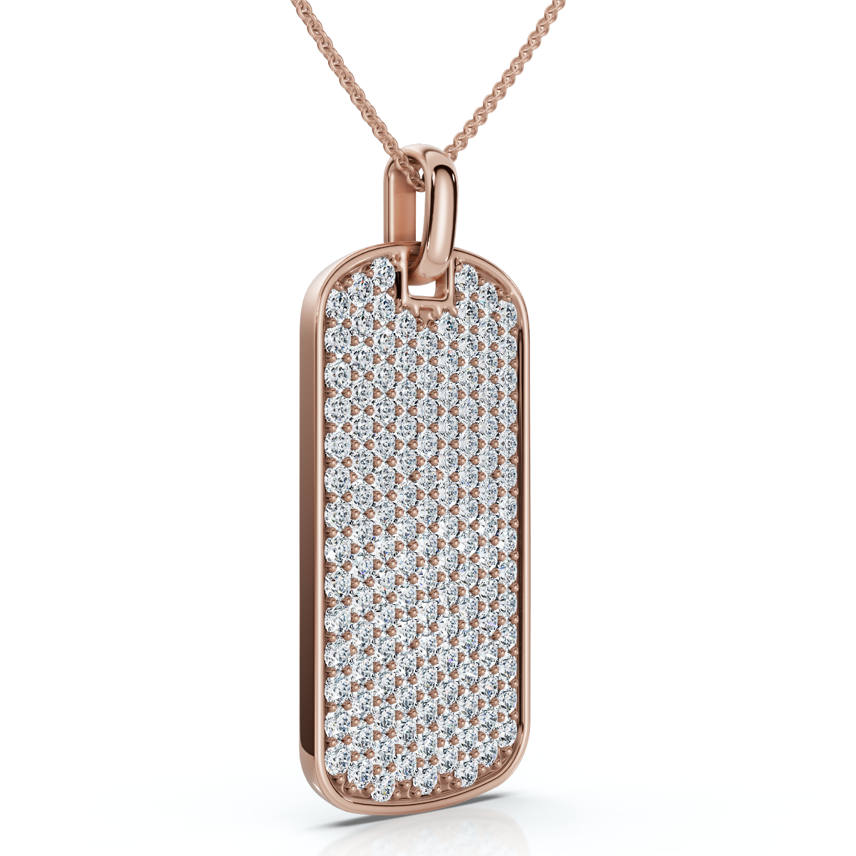 Men's 1ct Diamond Dog Tag Pendant 14k Gold Necklace Lab Grown 18" Chain (E-F, VS)