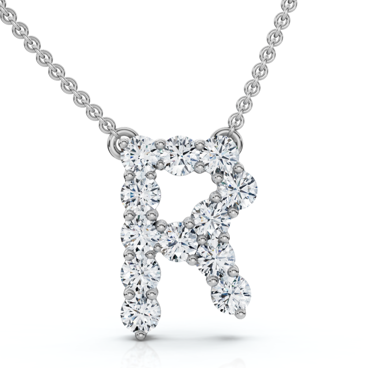 1Ct Diamond Initial "R" Pendant 14k Gold 18" Necklace Lab Grown 5/8" Tall (E-F, VS)