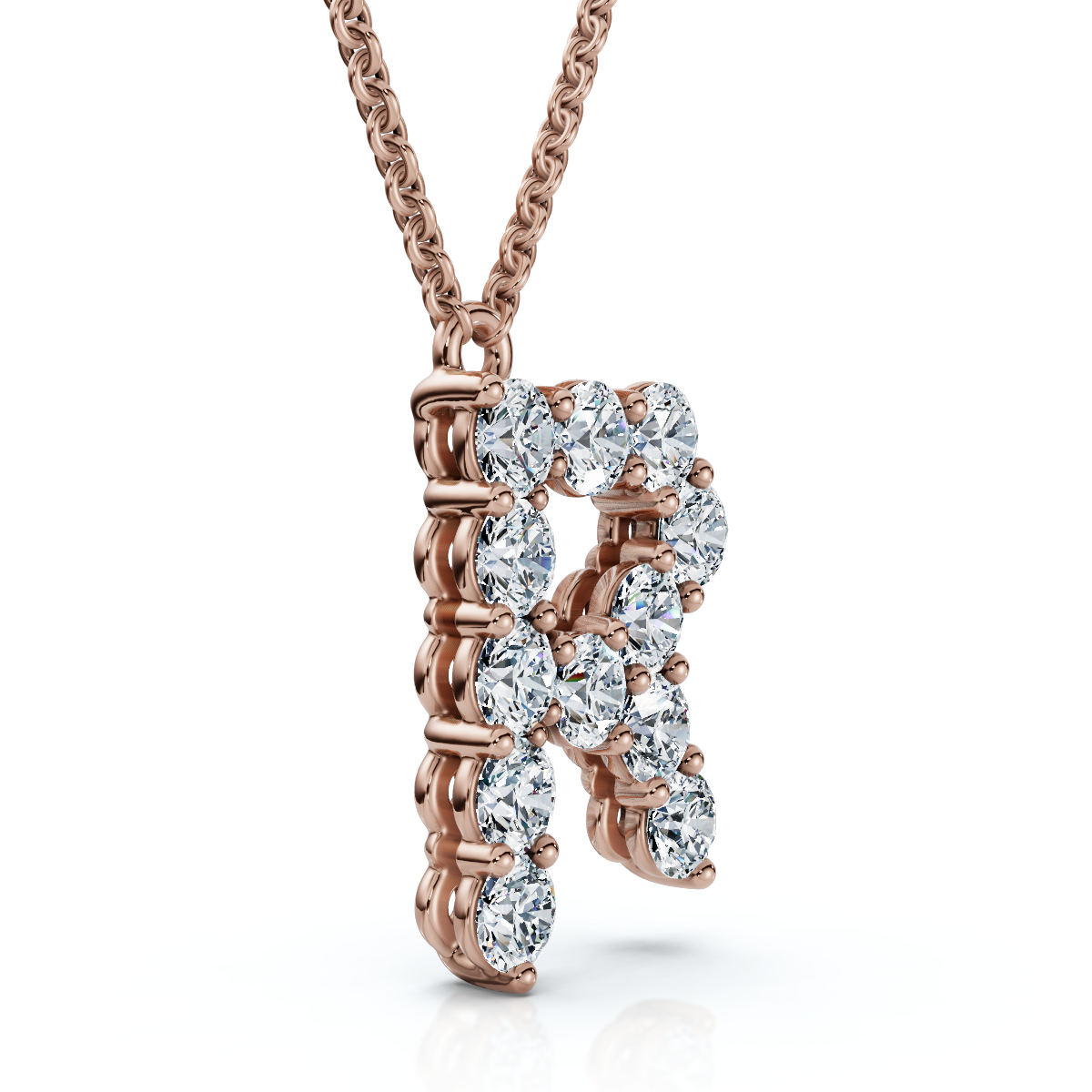 1Ct Diamond Initial "R" Pendant 14k Gold 18" Necklace Lab Grown 5/8" Tall (E-F, VS)