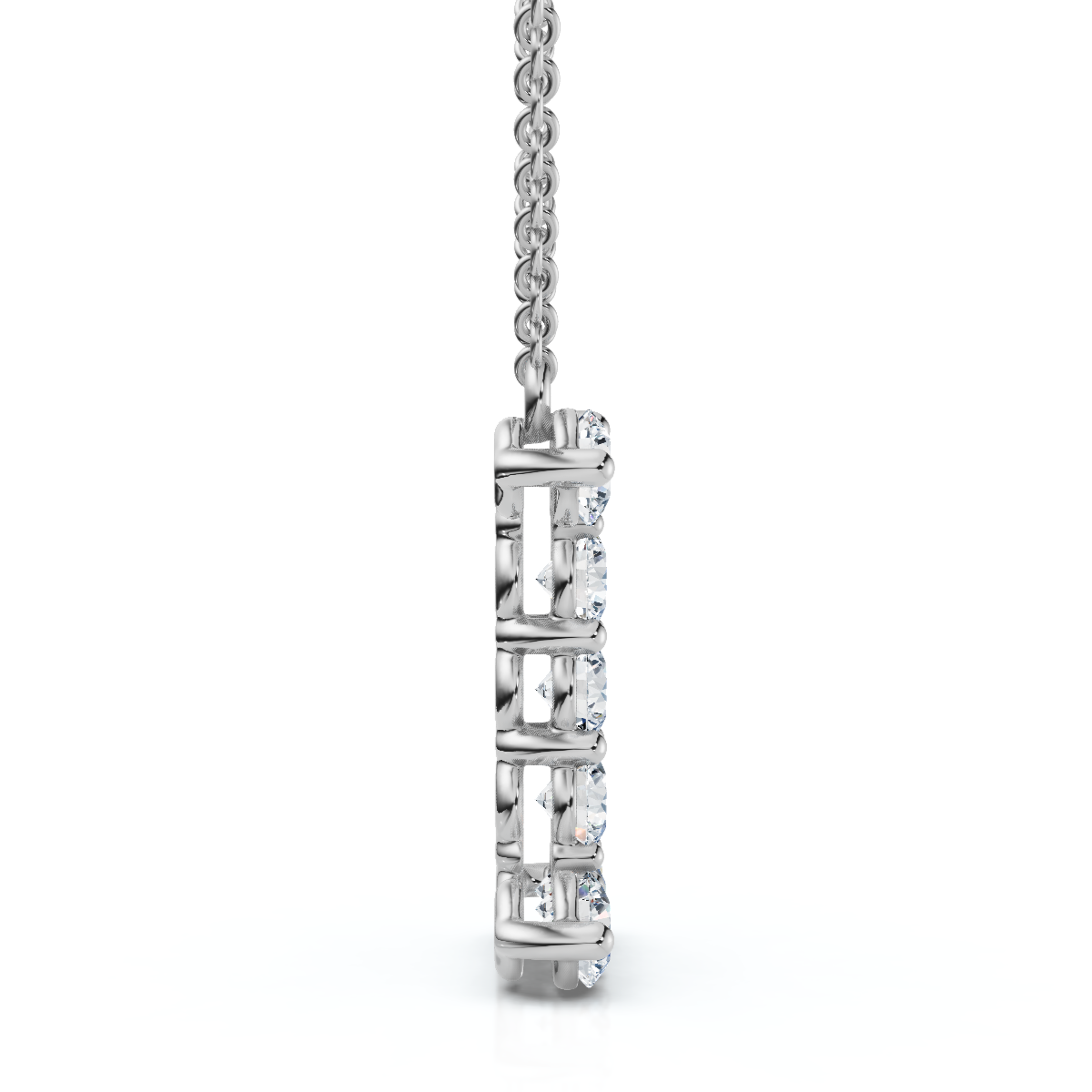 1Ct Diamond Initial "I" Pendant 14k Gold 18" Necklace Lab Grown 5/8" Tall (E-F, VS)