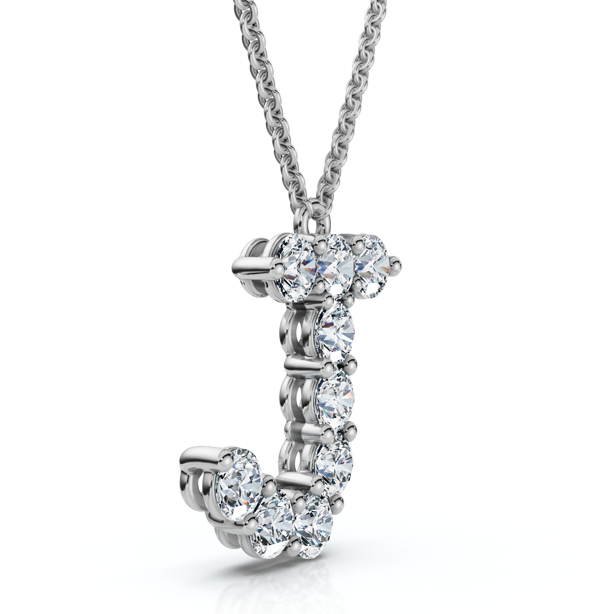 1Ct Diamond Initial "J" Pendant 14k Gold 18" Necklace Lab Grown 5/8" Tall (E-F, VS)