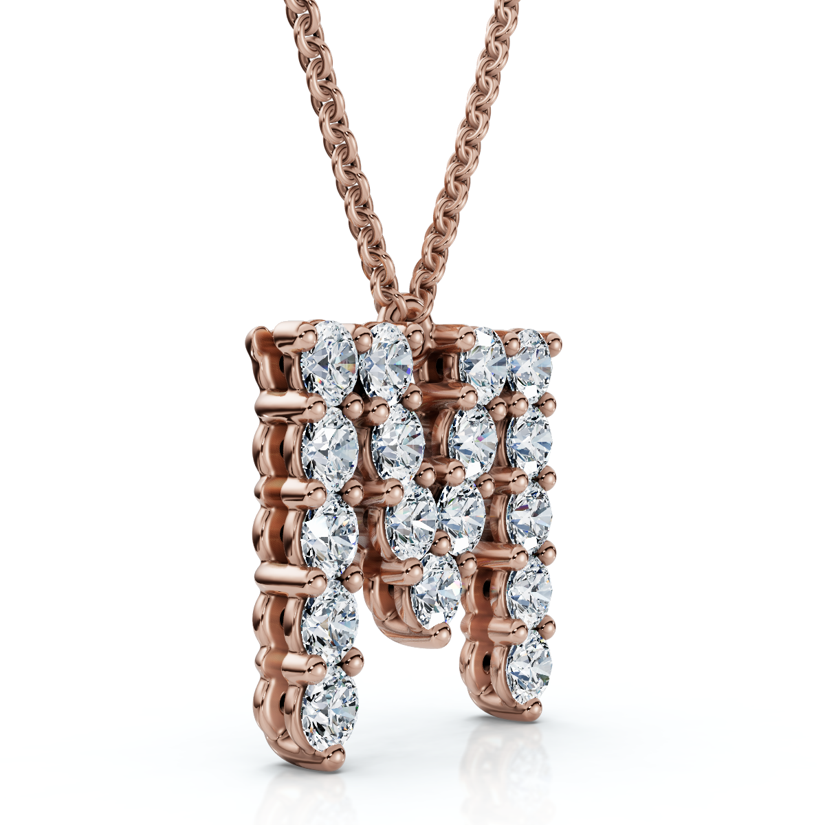 1Ct Diamond Initial "M" Pendant 14k Gold 18" Necklace Lab Grown 5/8" Tall (E-F, VS)