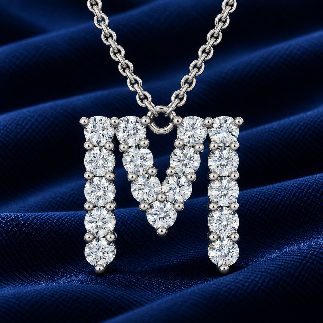 1Ct Diamond Initial "M" Pendant 14k Gold 18" Necklace Lab Grown 5/8" Tall (E-F, VS)