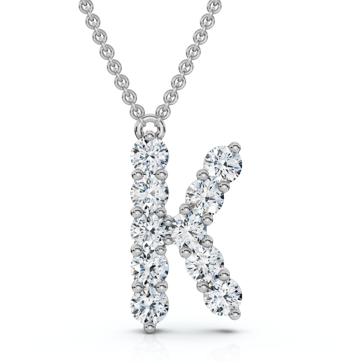 1Ct Diamond Initial "K" Pendant 14k Gold 18" Necklace Lab Grown 5/8" Tall (E-F, VS)