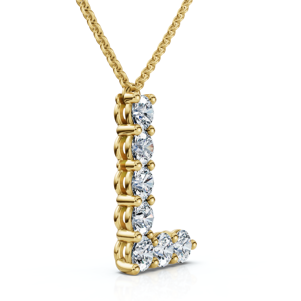 1Ct Diamond Initial "L" Pendant 14k Gold 18" Necklace Lab Grown 5/8" Tall (E-F, VS)