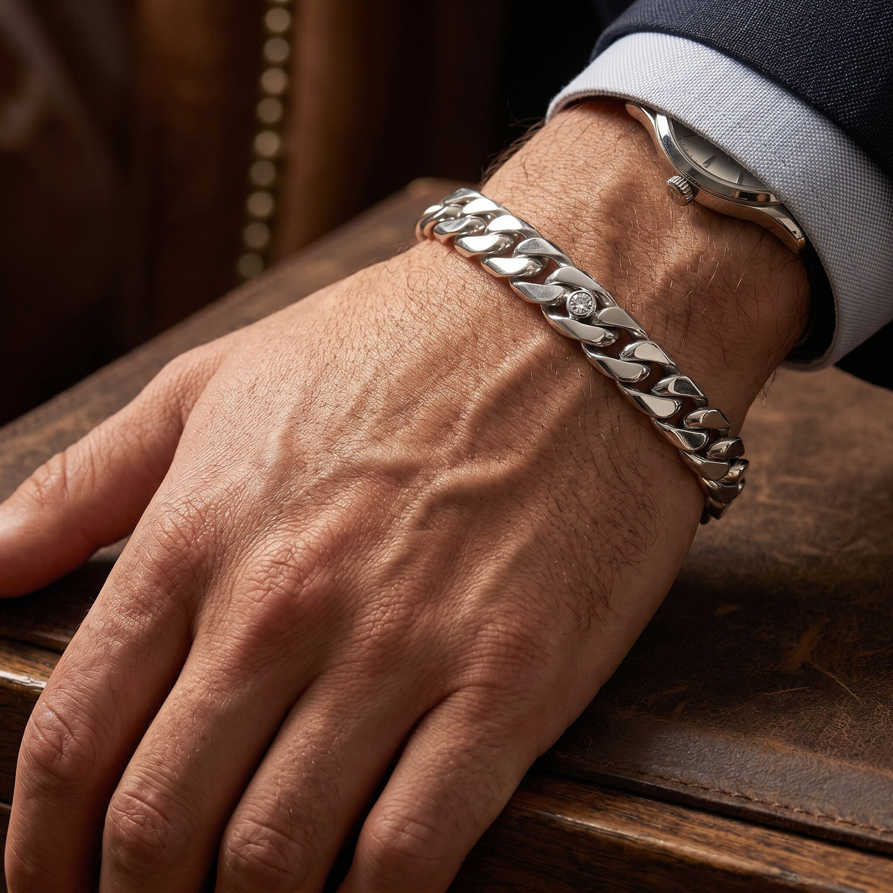 Braccio Men's 30 Gram Cuban Link Solid Silver Bracelet 8.5"