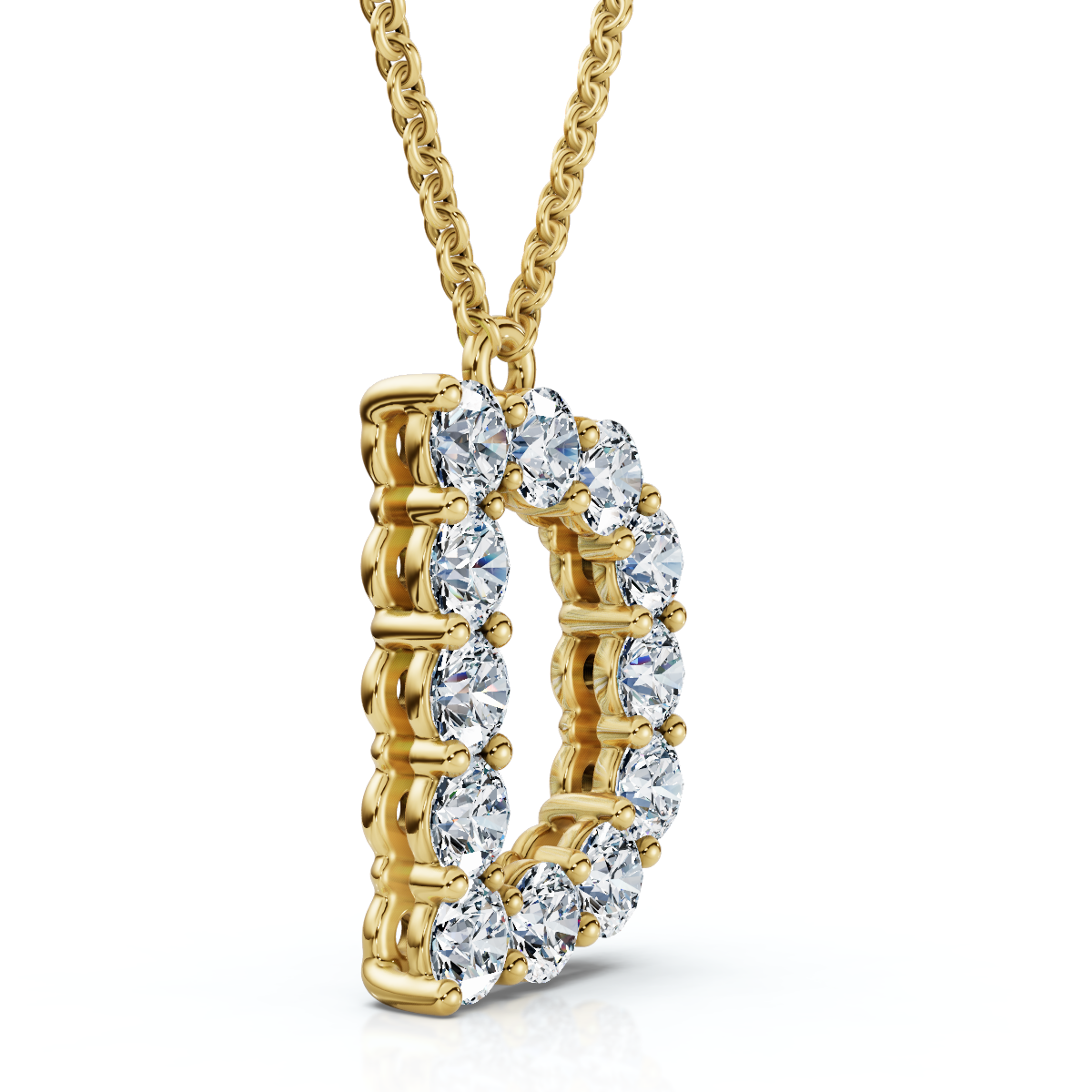 1Ct Diamond Initial "D" Pendant 14k Gold 18" Necklace Lab Grown 5/8" Tall (E-F, VS)