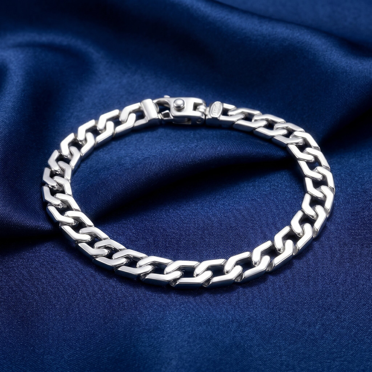 Braccio Men's 26 Gram Trap Link Solid Silver Bracelet 8.5"