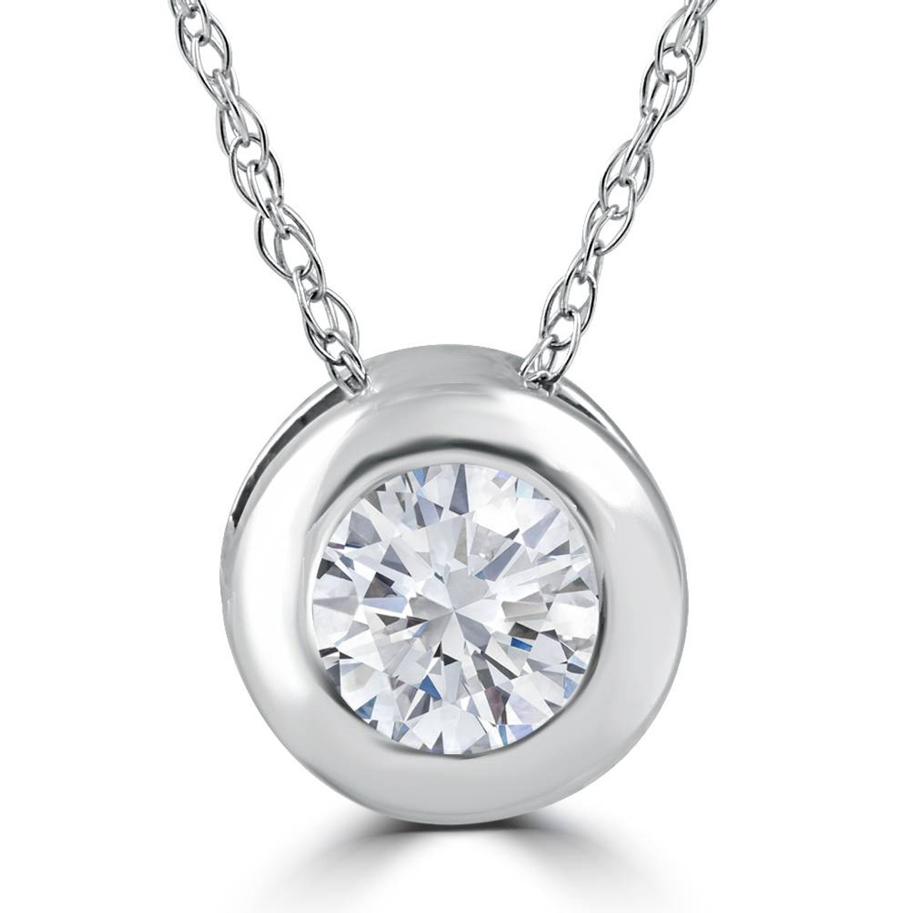 14k White Gold Diamond Necklace, .33ct